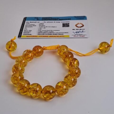 Divinity Natural Citrine Pure Certified 10 mm Adjustable Thread Unisex Bracelet Super AAA Quality for Healing Meditation Success and Abundance