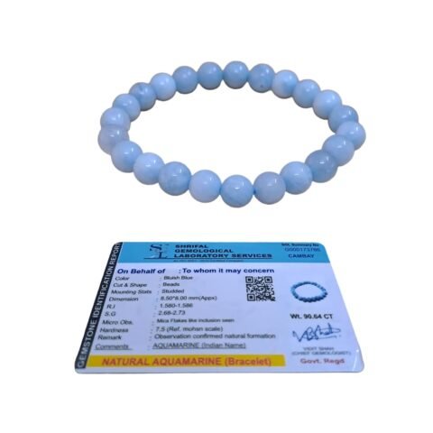 Natural Aqua Marine Obsidian and Rose Quartz Real Pure Crystal Certified 8 mm Bracelet Combo for Men and Women for Good Luck, Love, Abundance, Healing and Meditation