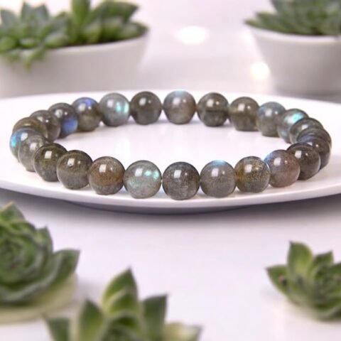 Natural Labradorite Bracelet Lab-Certified AAA Grade 8mm Stretchable Original Crystal Bracelet For Third Eye Chakra, Protection, Manifestation & Meditation For Men & Women