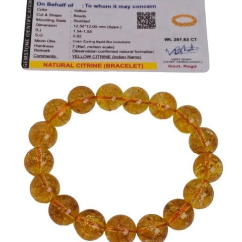 Divinity Natural Citrine Pure Certified 12 mm Adjustable Band Unisex Bracelet Super AAA Quality for Healing Meditation Success and Abundance