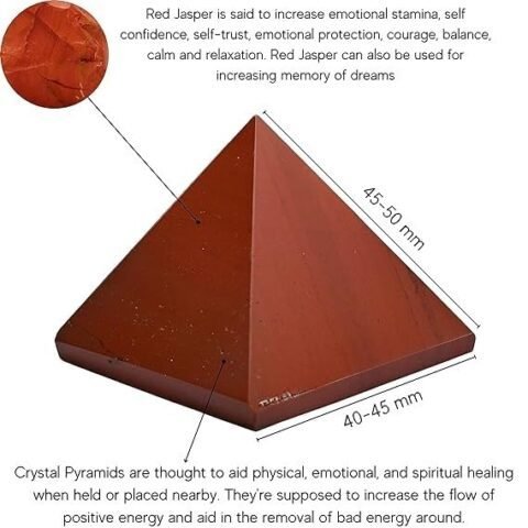 Divine Natural Red Jasper Certified Pyramid - 2" Inch Crystal Certified Pyramid for Positive Energy, Vastu, Reiki, Feng Shui and Chakra Healing Energy Balancing