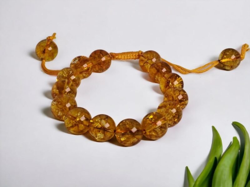 Divinity Natural Citrine Pure Certified 10 mm Adjustable Thread Unisex Bracelet Super AAA Quality for Healing Meditation Success and Abundance