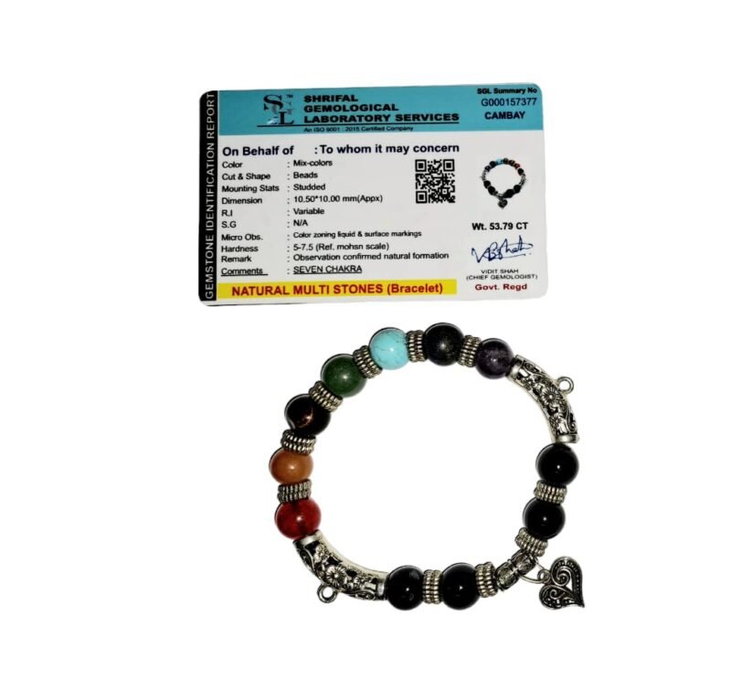 7 Chakra Certified 10MM Healing Balancing Stone Beaded Bracelet for Yoga Reiki Meditation Unisex Heart Bracelet - Image 6