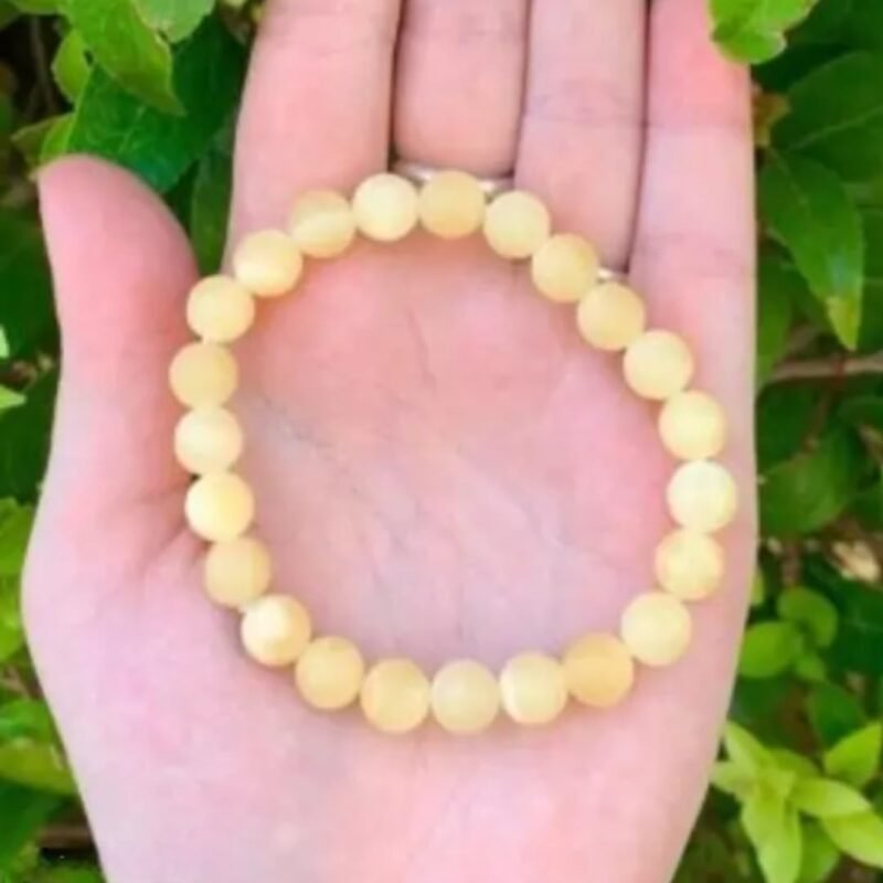 Natural Yellow Calcite Bracelet Lab Certified AAA Grade 8mm Stretchable Original Real Crystal Bracelet For Solar Plexus Chakra, Positivity and Abundance