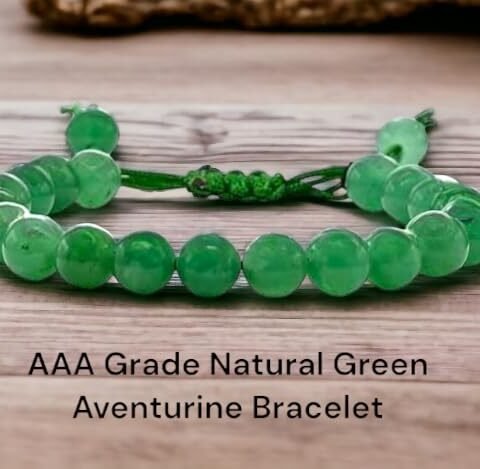 Natural Green Aventurine Lab-Certified AAA Grade Premium Unisex 8mm Crystal Adjustable Thread Bracelet For Yoga, Meditation & Healing