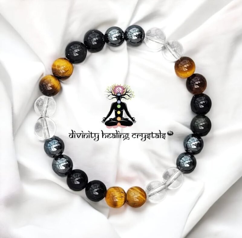 Ultimate Protection Natural Certified 8 mm Beads Bracelet - Negative Energy Protection Bracelet, Good Luck Bracelet, Beaded Bracelet, Unisex Crystal Healing and Meditation