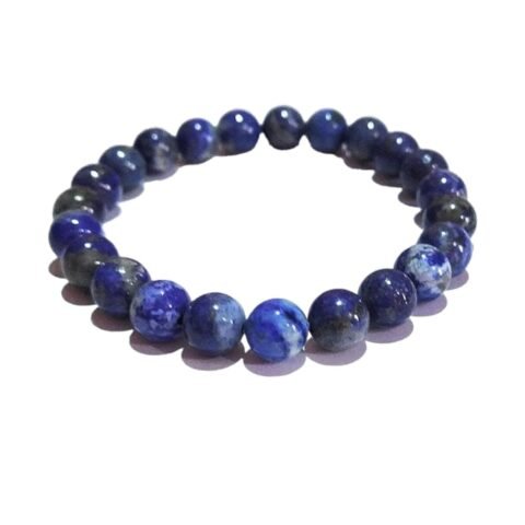 Natural Lapis Lazuli Certified Bracelet 8mm Strechable Original Real Crystal Bracelet For Third Eye Chakra, Spiritual Growth, Clarity, Meditation & Inner Peace For Men & Women