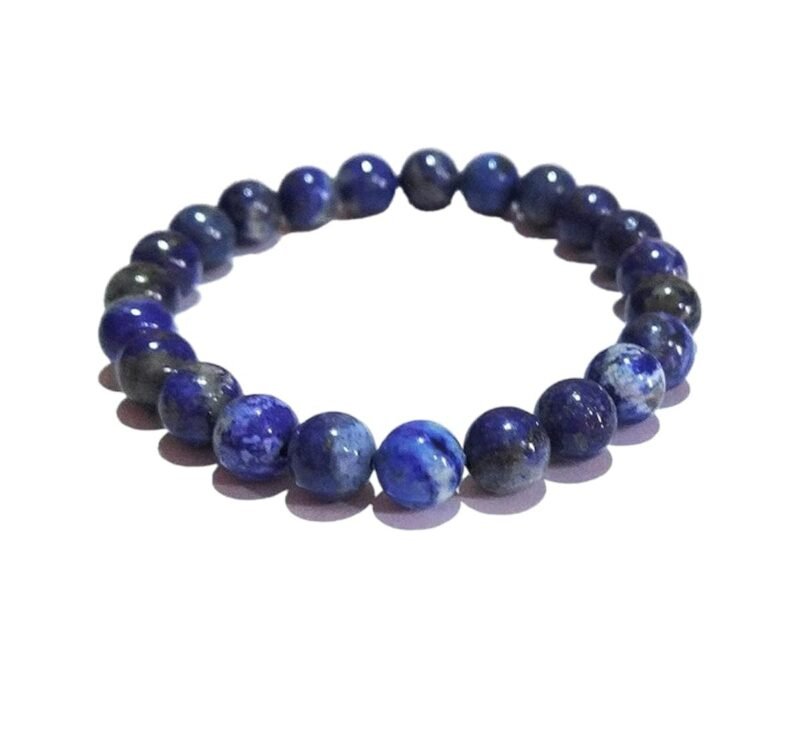 Natural Lapis Lazuli Certified Bracelet 8mm Strechable Original Real Crystal Bracelet For Third Eye Chakra, Spiritual Growth, Clarity, Meditation & Inner Peace For Men & Women