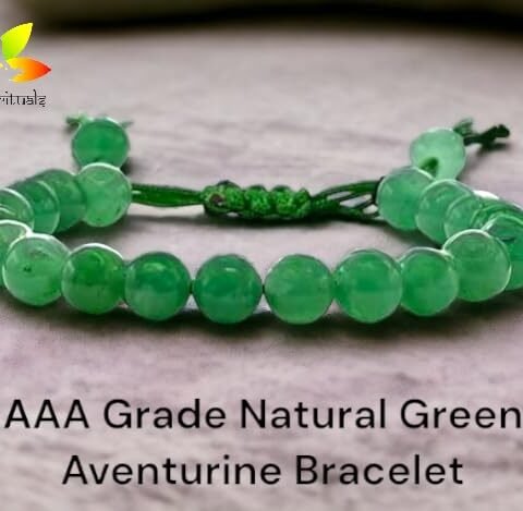 Premium Green Aventurine Semi Precious Gemstone Bracelet Lab-Certified 8mm Adjustable Thread Unisex Crystal Bracelet for Yoga, Meditation & Healing