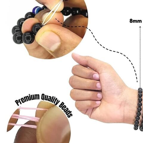 Natural Pyrite Real Crystal Certified 8 mm Bracelet for Men and Women for Good Luck, Love, Abundance, Healing and Meditation (Natural Pyrite Original Stone Bracelet)