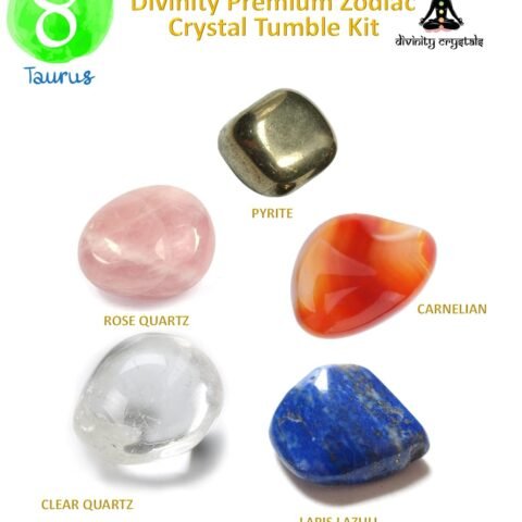 Divinity Zodiac Taurus Premium Birthstone Gemstone Tumble Crystal Kit for Healing, Meditation Abundance and Good Luck