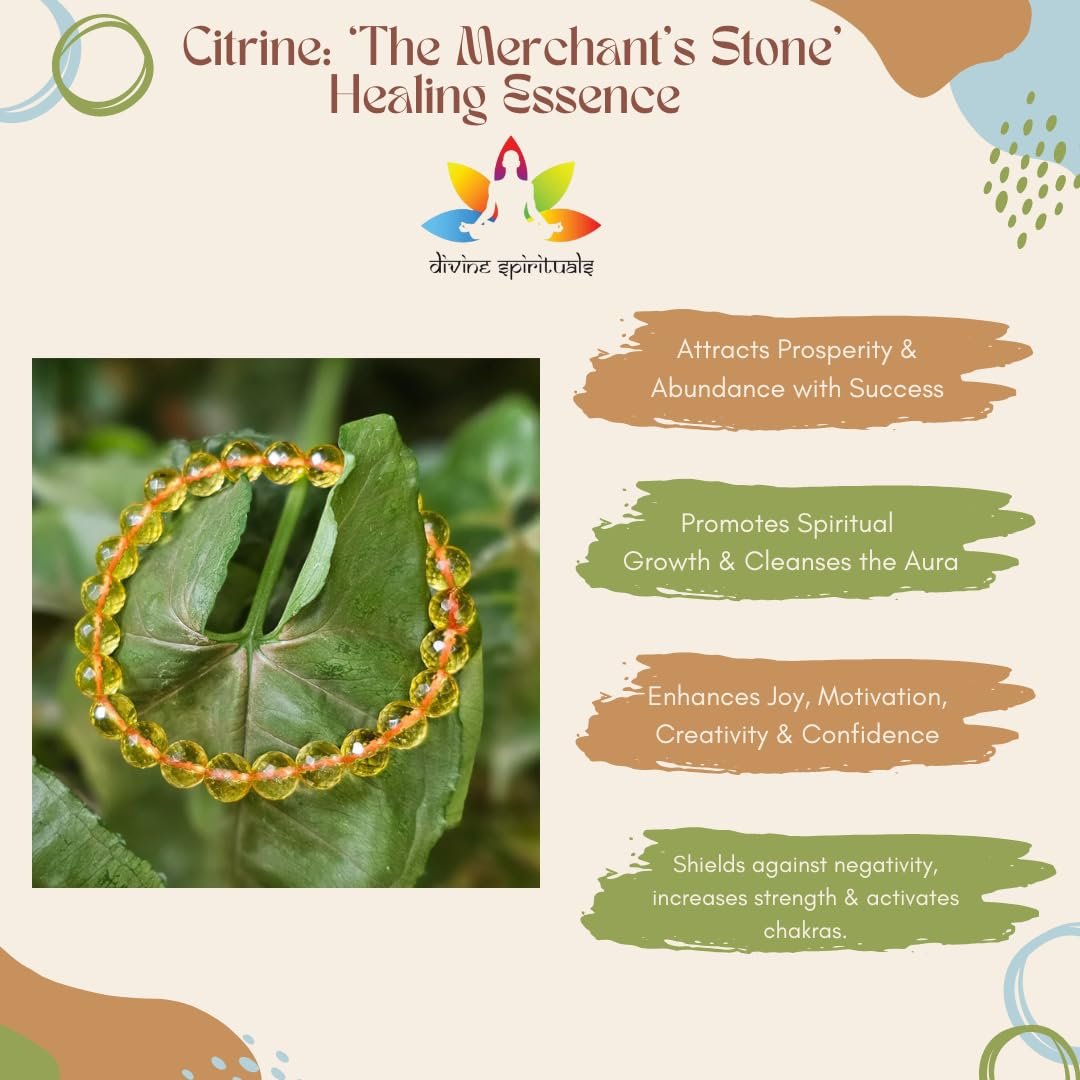 Natural Citrine Diamond-cut Faceted 8mm Bracelet Lab-certified AAA Grade Original Real Semi-Precious Gemstone Stretchable Unisex Bracelet For Success, Prosperity & Manifestation