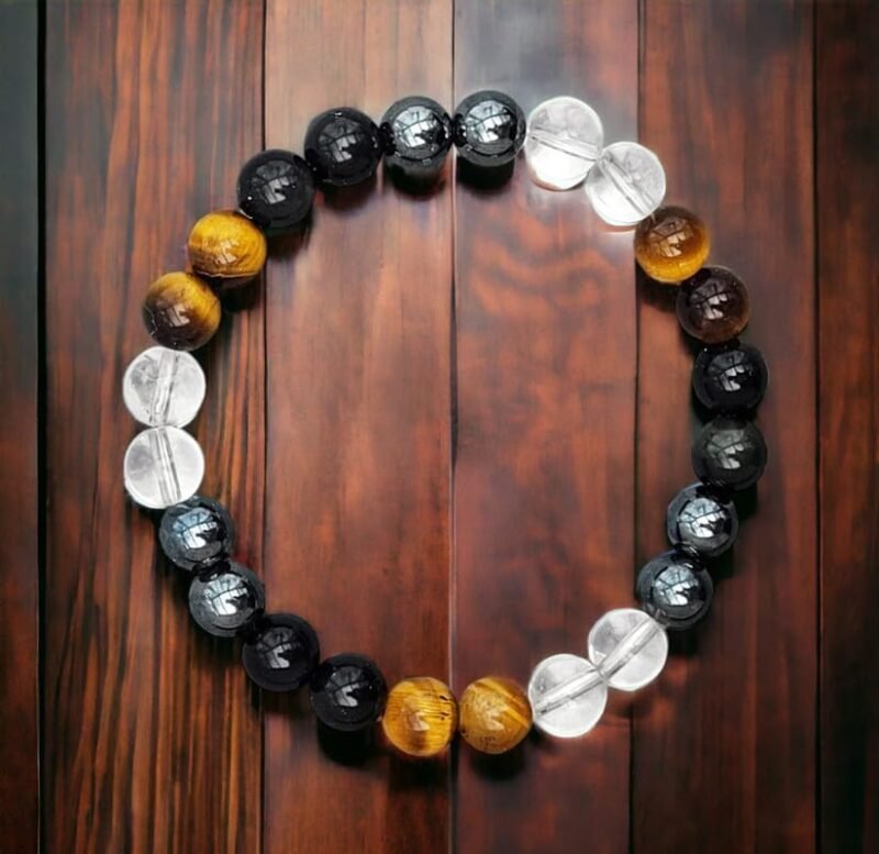 Ultimate Protection Natural Certified 8 mm Beads Bracelet - Negative Energy Protection Bracelet, Good Luck Bracelet, Beaded Bracelet, Unisex Crystal Healing and Meditation