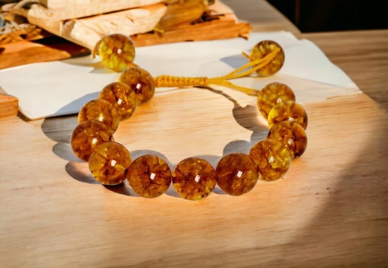 Divinity Healing Crystals Natural Citrine Pure Certified 14 mm Adjustable Thread Unisex Bracelet Super AAA Quality for Healing Meditation Success and Abundance