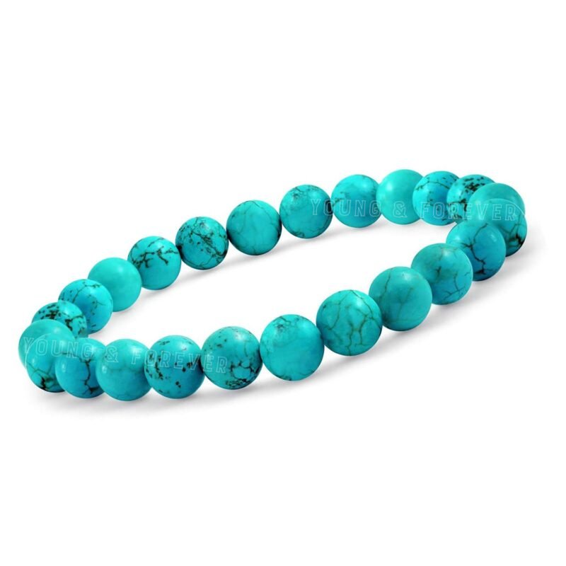 Balance Chakras with Natural Crystal Certified healing bracelets. Stretchable - 8MM beads Bracelets for men & women.(Turquoise Bracelet)