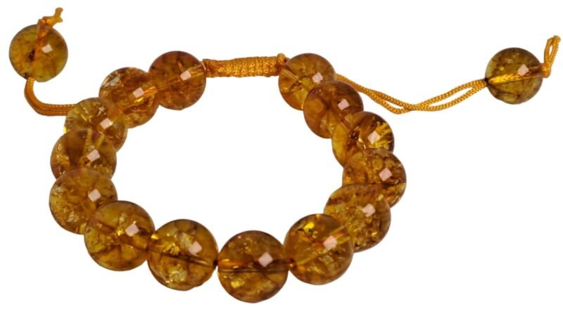 Divine Spirituals Natural Citrine Pure Certified Unisex 14 mm Thread Bracelet Super AAA Quality for Healing Meditation Success and Abundance