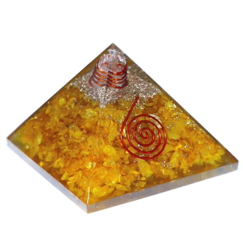 Natural Citrine Orgone Pyramid Vastu for Home Study Table Office Desk Reiki Feng Shui Reiki Symbol Crystal Showpieces for Home Decor Education Gifts