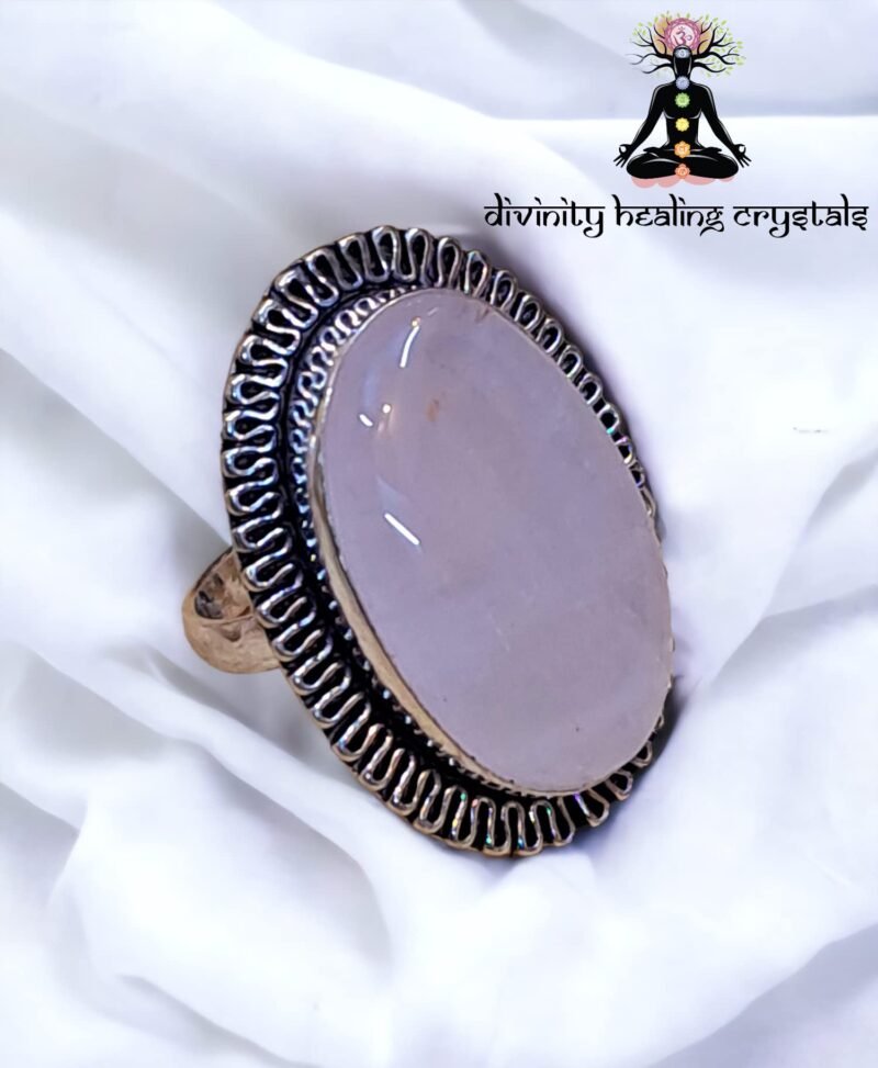 Divine Certified Rose Quartz Crystal Ring for Abundance, Prosperity, Self Love, Wealth and Protection - Image 3