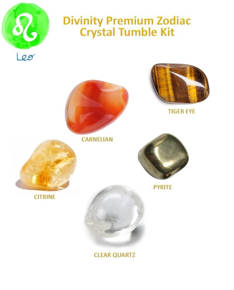 Zodiac Natural Crystal Tumble Set Leo Zodiac Sun Sign Premium Birthstone Gemstone Tumble Crystal Kit for Healing Meditation Financial Abundance and Good Luck - Image 2