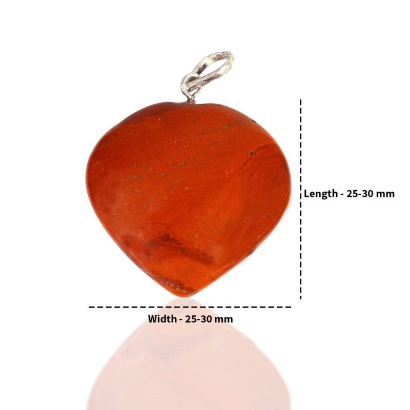 Natural Healing Stone Pendant Lab Certified Heart Shape Crystal Stone Pendant / Locket with Metal Chain for Healing and Meditation Size 25-30 mm Approx. (Red Jasper) - Image 6