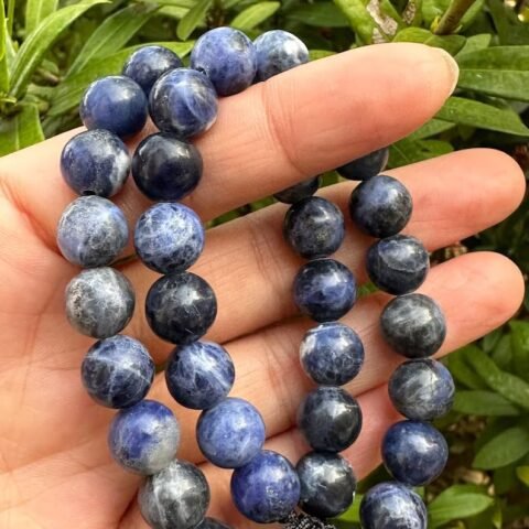 Sodalite Natural Crystal Bracelet Lab Certified 8 mm Semi Precious Gemstone Unisex AAA Grade Premium Stretchable Band Bracelet for Healing Meditation and Manifestation