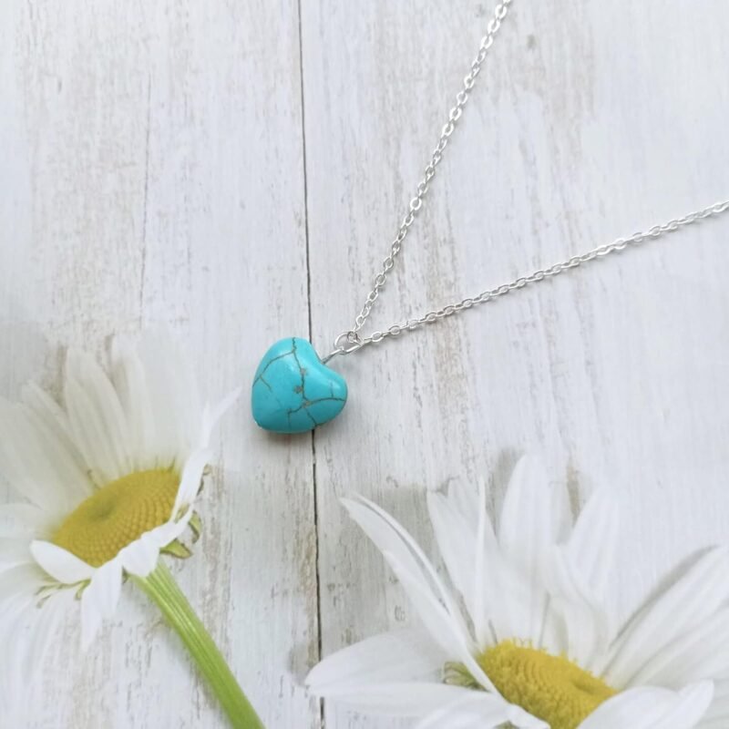 Divine Turquoise Love Heart Necklace, Boho Jewellery, Dainty Gemstone Necklace, Heart Necklace, Turquoise Jewellery