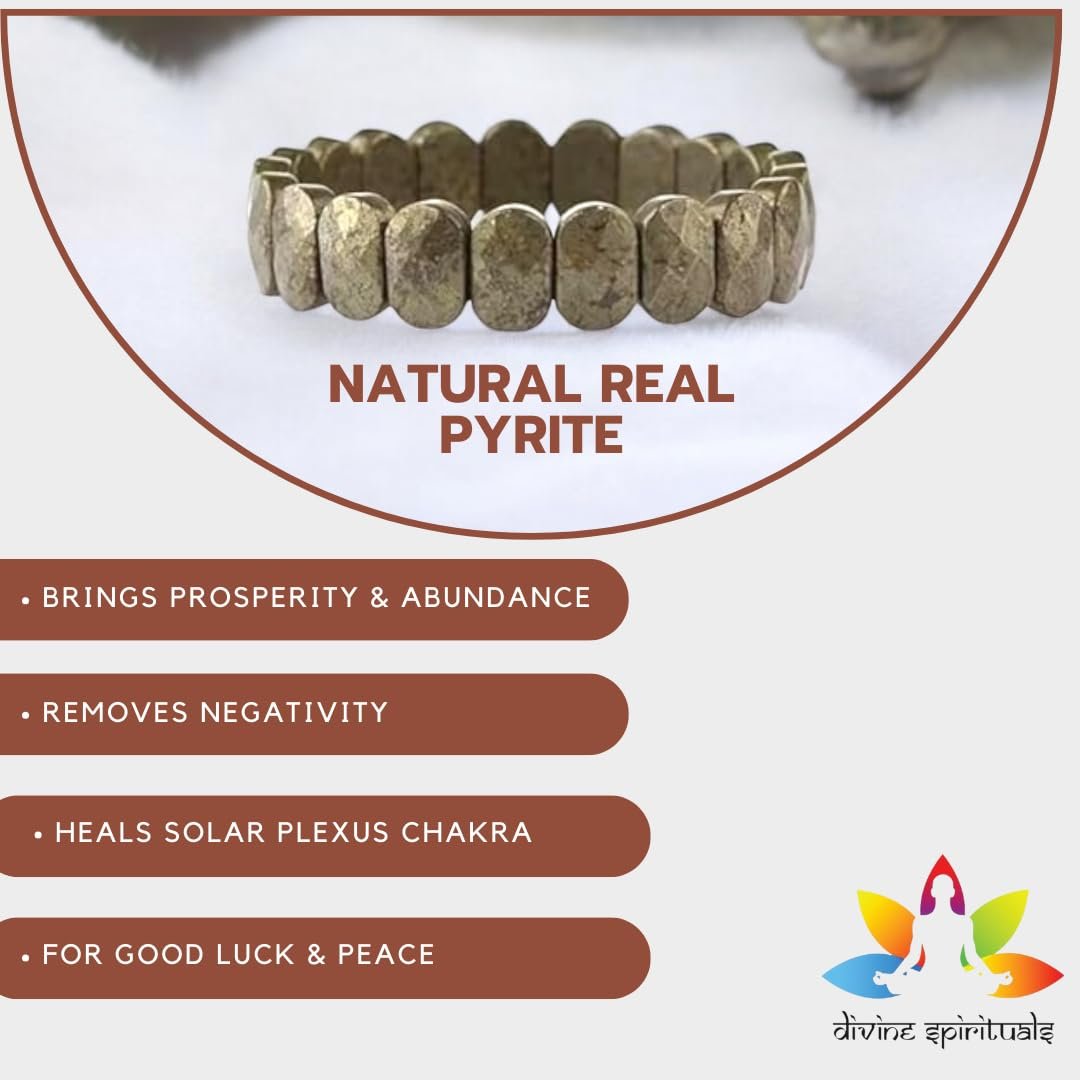 Natural Pyrite Bracelet AAA Grade Lab-Certified Original Stretchable Unisex 10mm Flat Faceted Bracelet For Prosperity, Abundance & Manifestation
