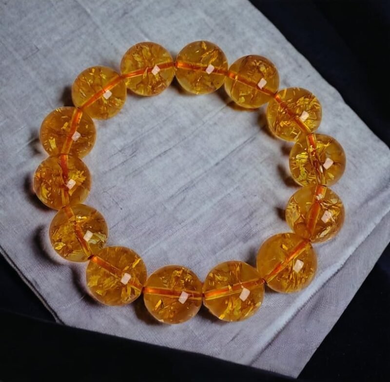 Divinity Healing Crystals Natural Citrine Pure Certified 14 mm Adjustable Band Unisex Bracelet Super AAA Quality for Healing Meditation Success and Abundance