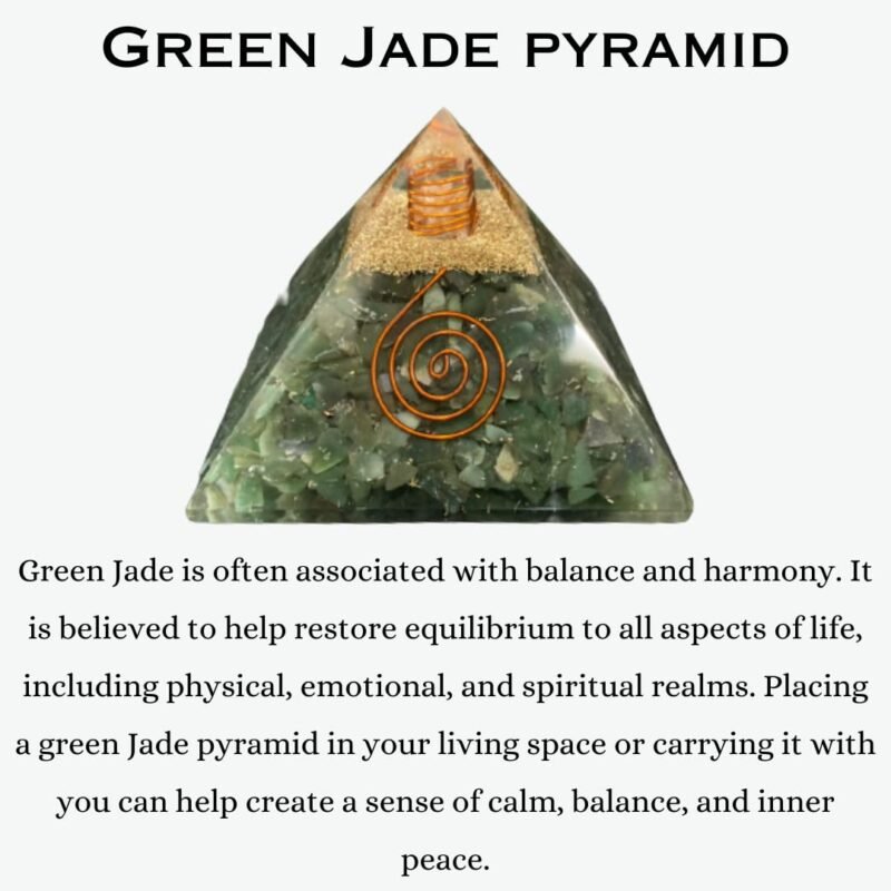 Natural Green Jade Orgone Pyramid Vastu for Home Study Table Office Desk Reiki Feng Shui Reiki Symbol Crystal Showpieces for Home Decor Education Gifts