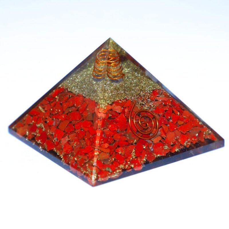 Natural Red Jasper Orgone Pyramid Vastu for Home Study Table Office Desk Reiki Feng Shui Reiki Symbol Crystal Showpieces for Home Decor Education Gifts