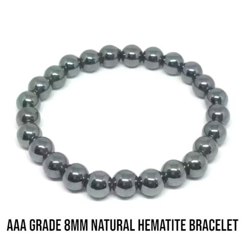 Natural Hematite Bracelet Lab Certified AAA Grade 8mm Stretchable Original Real Crystal Unisex Bracelet For Grounding, Root Chakra & Manifestation
