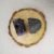 Hematite and Amethyst Raw Natural Stone Combo with Wooden Natural Bark Coaster for Healing, Meditation and Manifestation