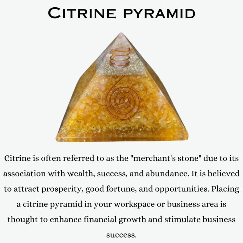 Natural Citrine Orgone Pyramid Vastu for Home Study Table Office Desk Reiki Feng Shui Reiki Symbol Crystal Showpieces for Home Decor Education Gifts