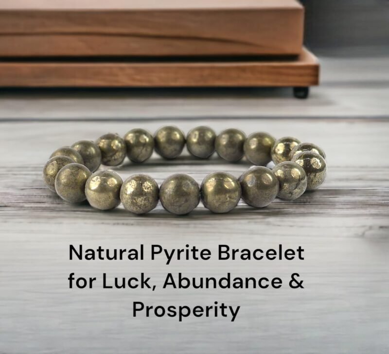 Lab Certified Aaa Quality Natural Original Pyrite Bracelet Real Crystal 8Mm Strechable Original Bracelet - Money Magnet For Men & Women For Prosperity, Abundance & Manifestation