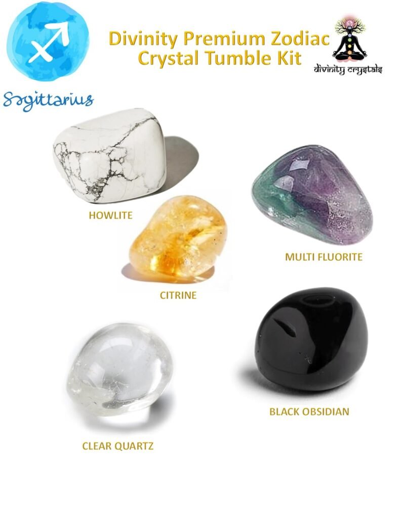 Divinity Zodiac Sagittarius Premium Birthstone Gemstone Tumble Crystal Kit for Healing, Meditation Abundance and Good Luck