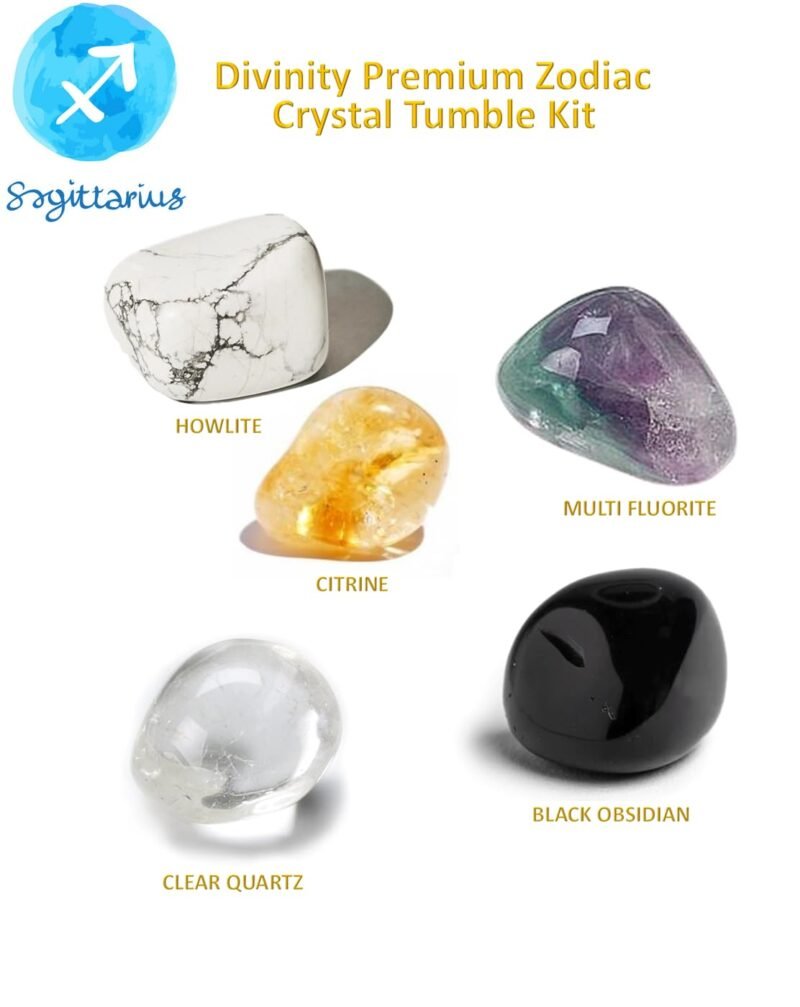 Zodiac Natural Crystal Tumble Set Sagittarius Zodiac Sun Sign Premium Birthstone Gemstone Tumble Crystal Kit for Healing Meditation Financial Abundance and Good Luck - Image 2