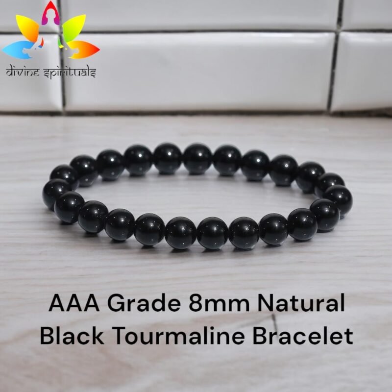 Natural Black Tourmaline Bracelet 8mm Stretchable Original Semi Precious Gemstone Bracelet For Grounding, Protection, Removing Negativity For Men & Women - Image 2