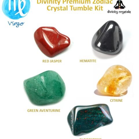 Divinity Zodiac Virgo Premium Birthstone Gemstone Tumble Crystal Kit for Healing, Meditation Abundance and Good Luck