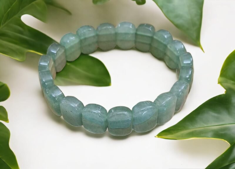 Divinity Crystals Pure Green Aventurine Flat Faceted Certified 10 mm Unisex Bracelet for Abundance, Prosperity, Self Love, Wealth and Protection