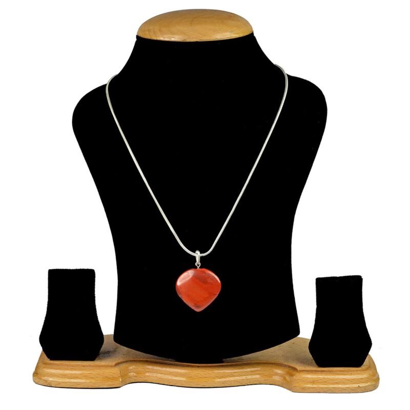 Natural Healing Stone Pendant Lab Certified Heart Shape Crystal Stone Pendant / Locket with Metal Chain for Healing and Meditation Size 25-30 mm Approx. (Red Jasper) - Image 4