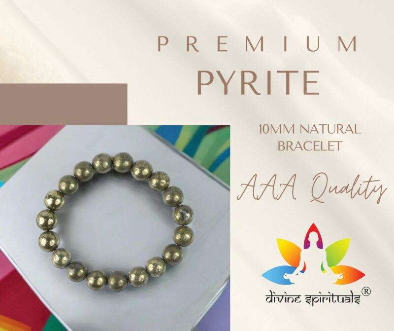 Natural Pyrite Bracelet AAA Grade Lab-Certified Original Stretchable 10mm Real Crystal Unisex Bracelet For Prosperity, Abundance & Manifestation