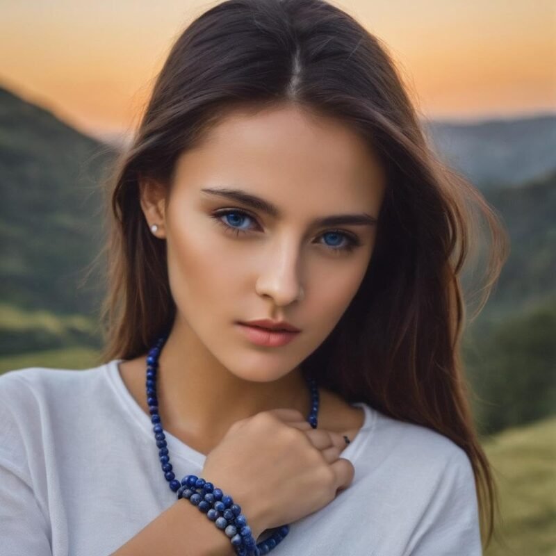Natural Lapis Lazuli Certified Bracelet 8mm Strechable Original Real Crystal Bracelet For Third Eye Chakra, Spiritual Growth, Clarity, Meditation & Inner Peace For Men & Women