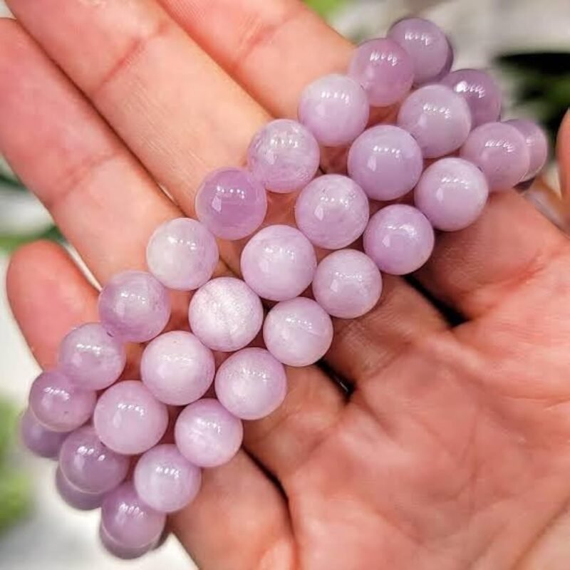 Pink Kunzite Natural Crystal Bracelet Lab Certified 8 mm Semi Precious Gemstone Unisex AAA Grade Premium Stretchable Band Bracelet for Healing Meditation and Manifestation