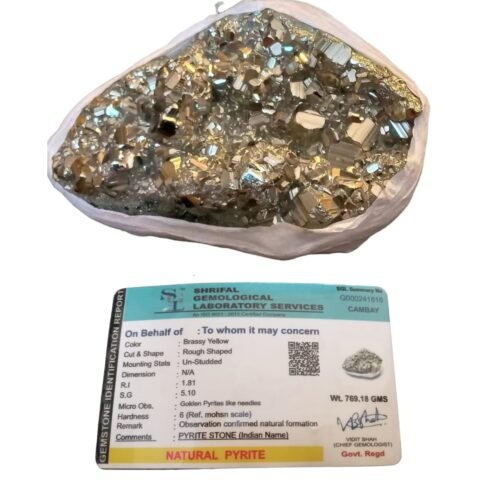 Divine Spirituals Natural Golden Peru Pyrite Stone Original Cluster - High Energy Natural Iron Pyrite Rock Reiki Crystal for Manifestation to Attract Wealth & Abundance