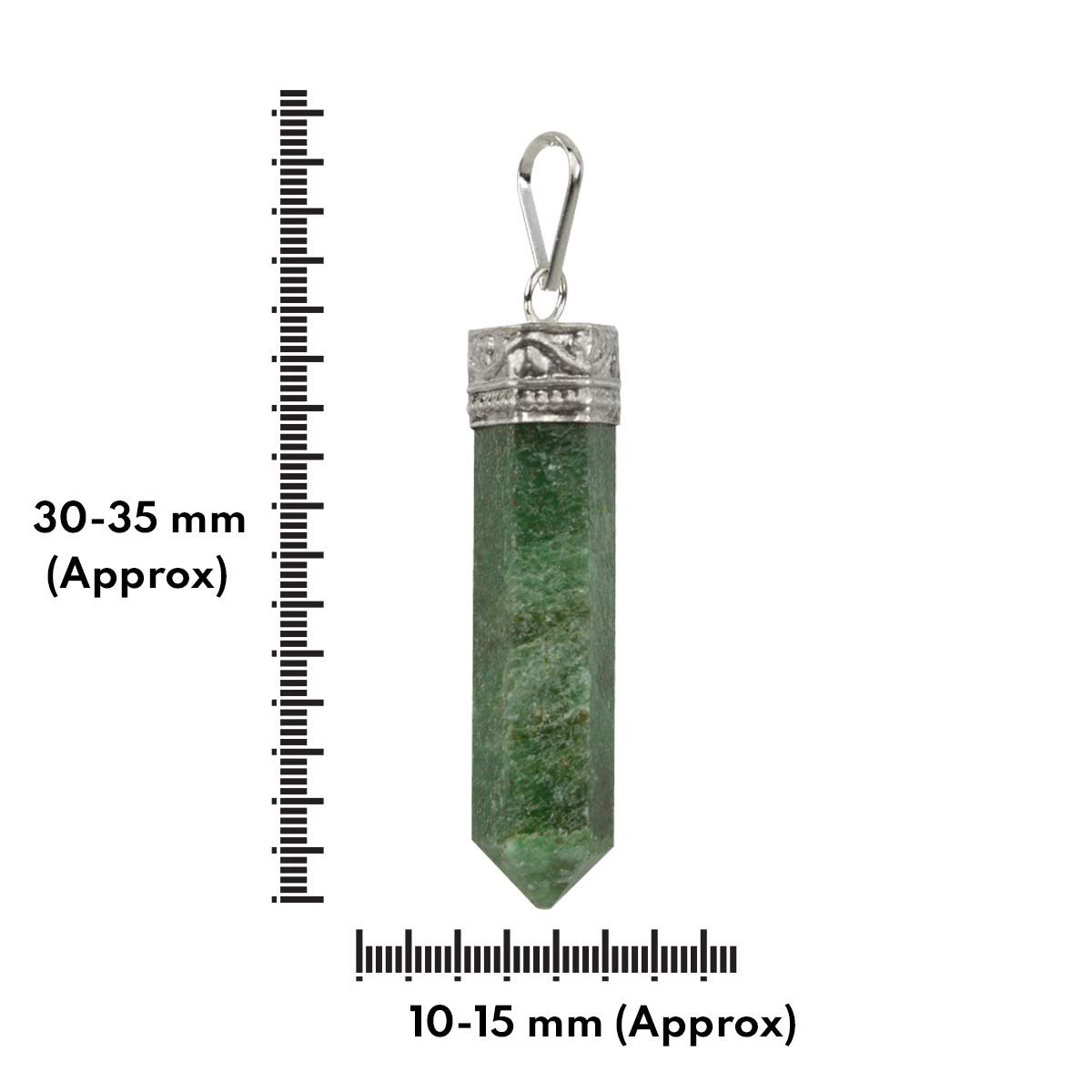 Divine Spirituals Natural Healing Stone Pendant Pencil Shape Crystal Stone Certified Pendant/Locket with Chain - Healing Gemstone Size 30-35 mm Approx(Green Avenutuine Pendant)
