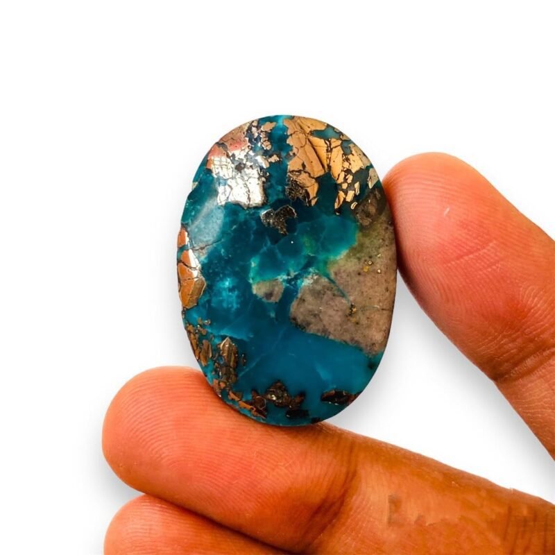 Natural Firoza Double Polished Feroza/Turquoise Certified Gemstones - Attracts Prosperity & Financial Opportunities | For Ring and Pendants - for Men & Women - 39.9 Carats