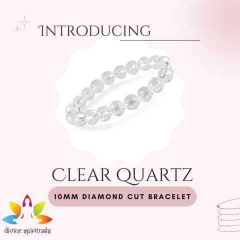Natural Clear Quartz (Sphatik) Bracelet Lab-certified 10mm Diamond-cut Faceted Stretchable Original Real Crystal Bracelet For Meditation, Manifestation & Peace For Men & Women