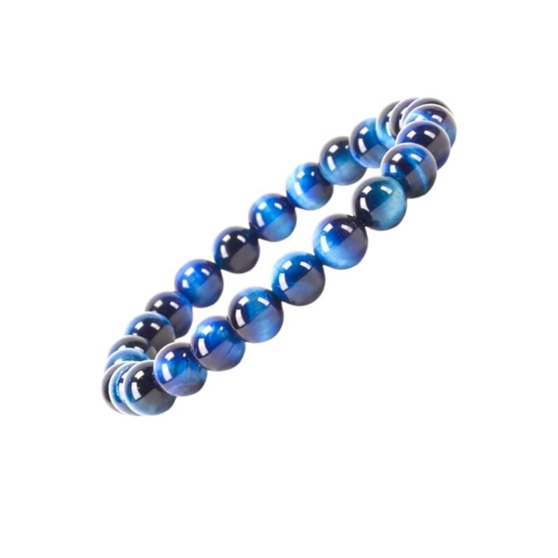 Natural Blue Tiger's Eye Bracelet (Hawk's Eye or Falcon's Eye) Lab-Certified AAA Grade 8mm Stretchable Original Unisex Bracelet For Motivation, Protection & Manifestation