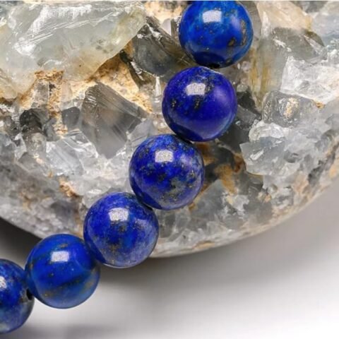 Divinity Lapis Lazuli Natural Pure Certified 8mm Unisex Bracelet Super AAA Quality for Healing Meditation Success and Abundance (Lapiz Lazuli Bracelet)