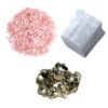 Pyrite Stone Original Certified Natural Raw Geode 40 Grams with 50 Grams Natural Rose Quartz Chips and 1 Natural Selenite Stone Raw Block for Healing Meditation and Manifesting Abundance
